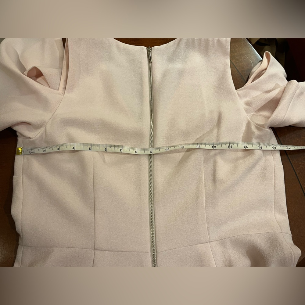 Karl Lagerfeld Wide-Leg Jumpsuit/ Romper. Cold Shoulder. Peach/ pale pink. 6 - Picture 7 of 9
